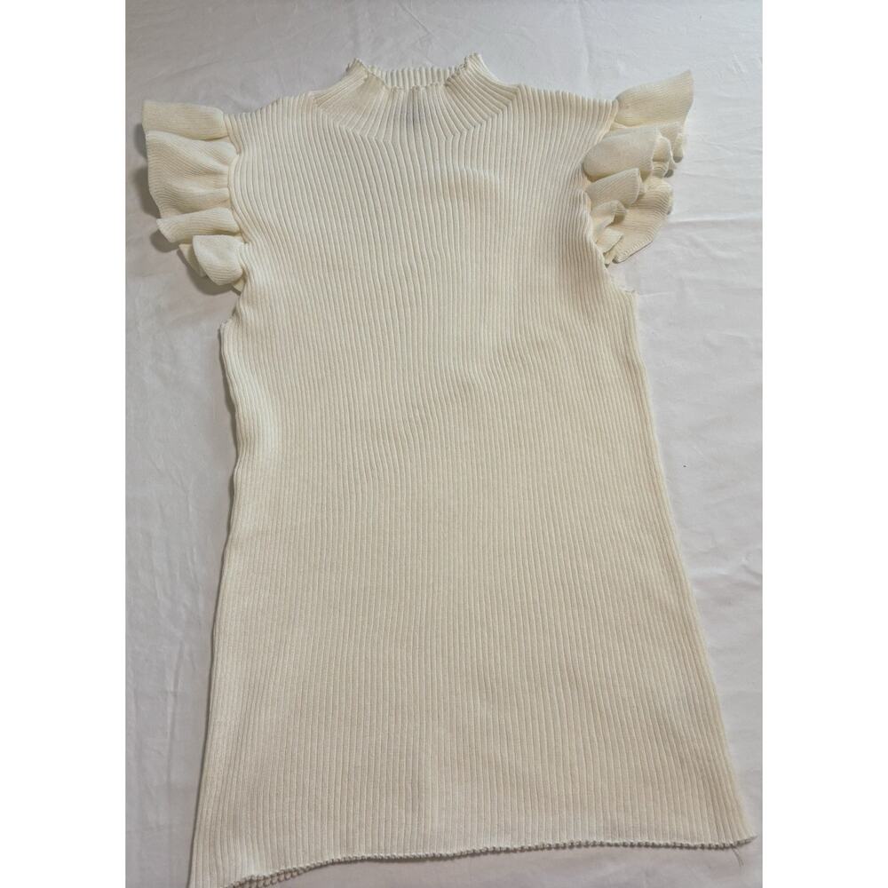 White Birch Sleeveless Ruffle Top Ribbed Stretch Cream Mock Neck Plus Size 2X - Picture 2 of 6